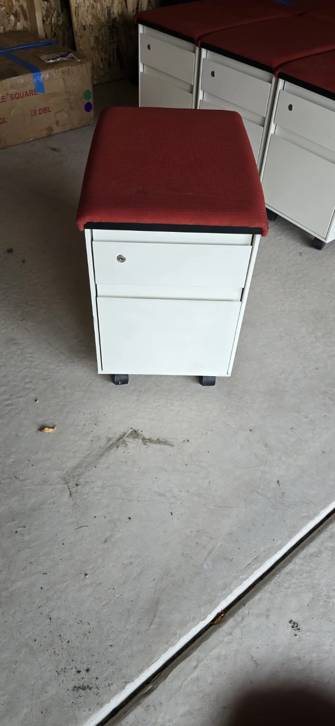 Mobile Metal Filing Cabinet with Red Seat - photo 4