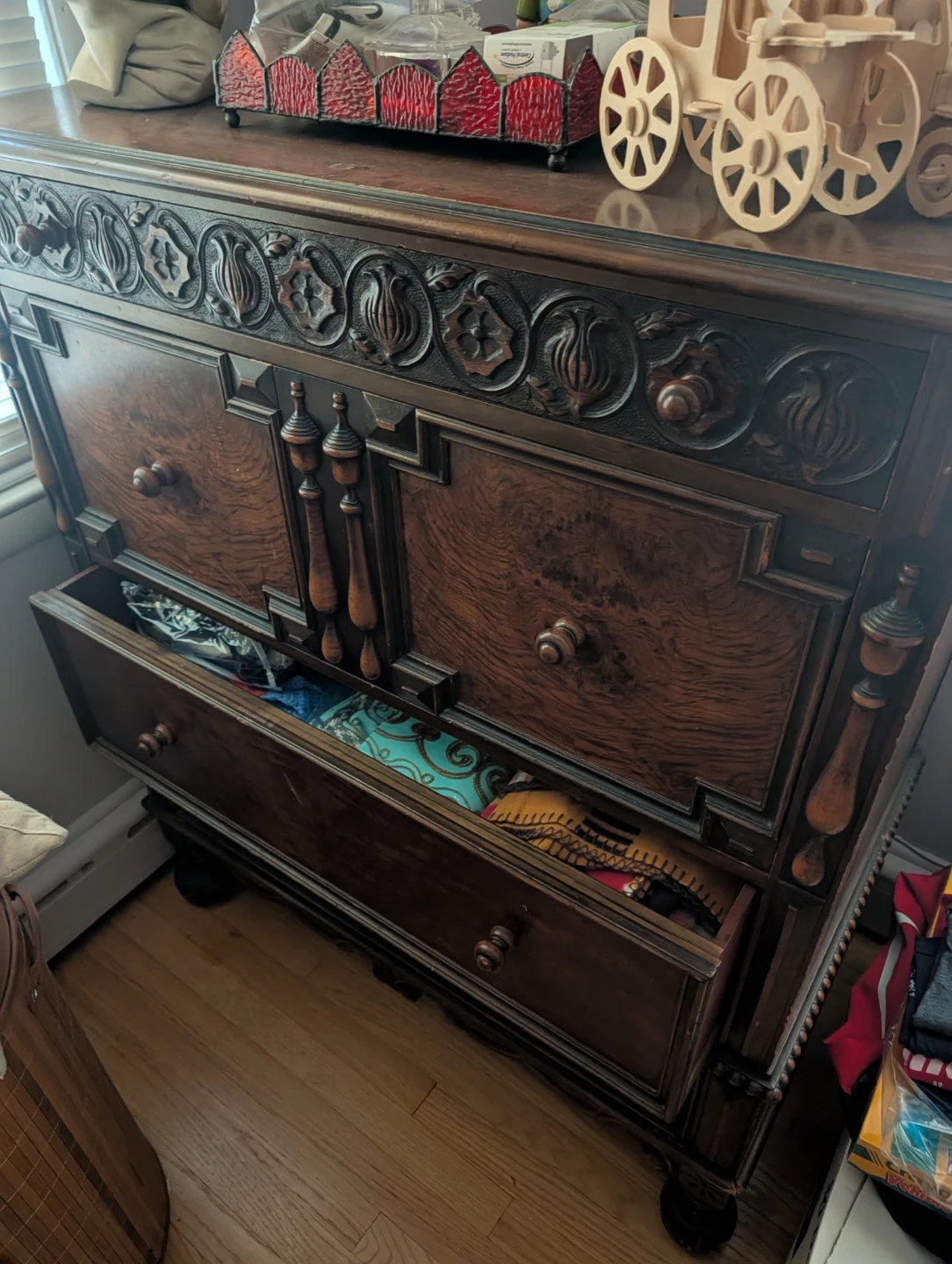 Vintage Dark Wood Dresser - photo 3
