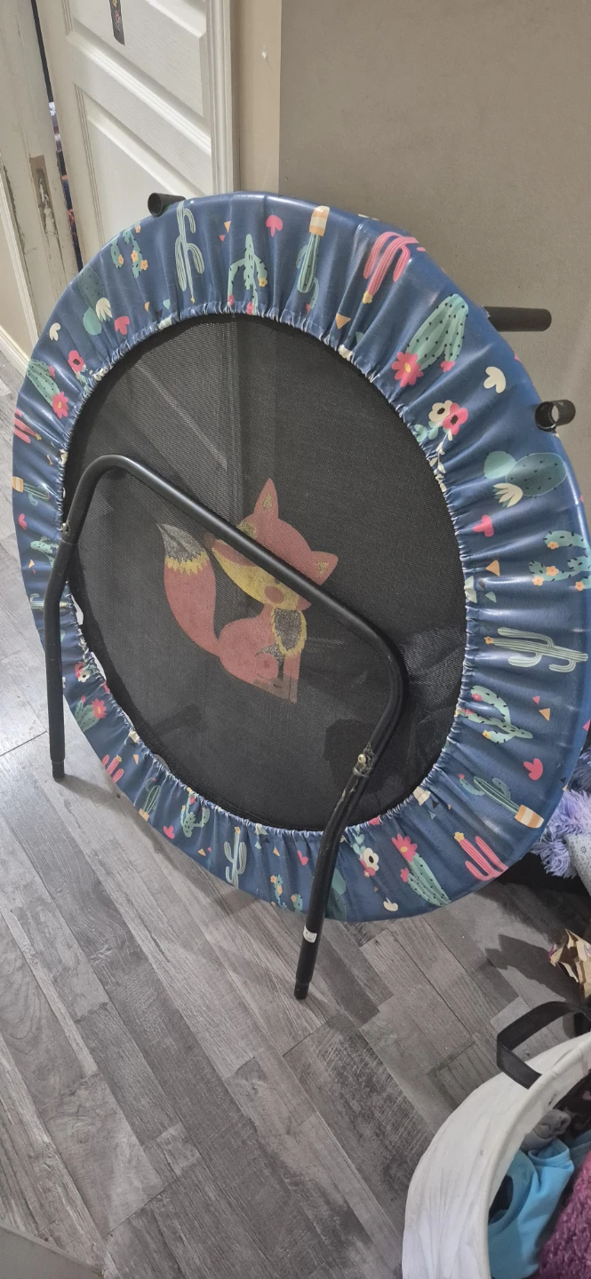 Kids Trampoline with Fox and Cactus Design