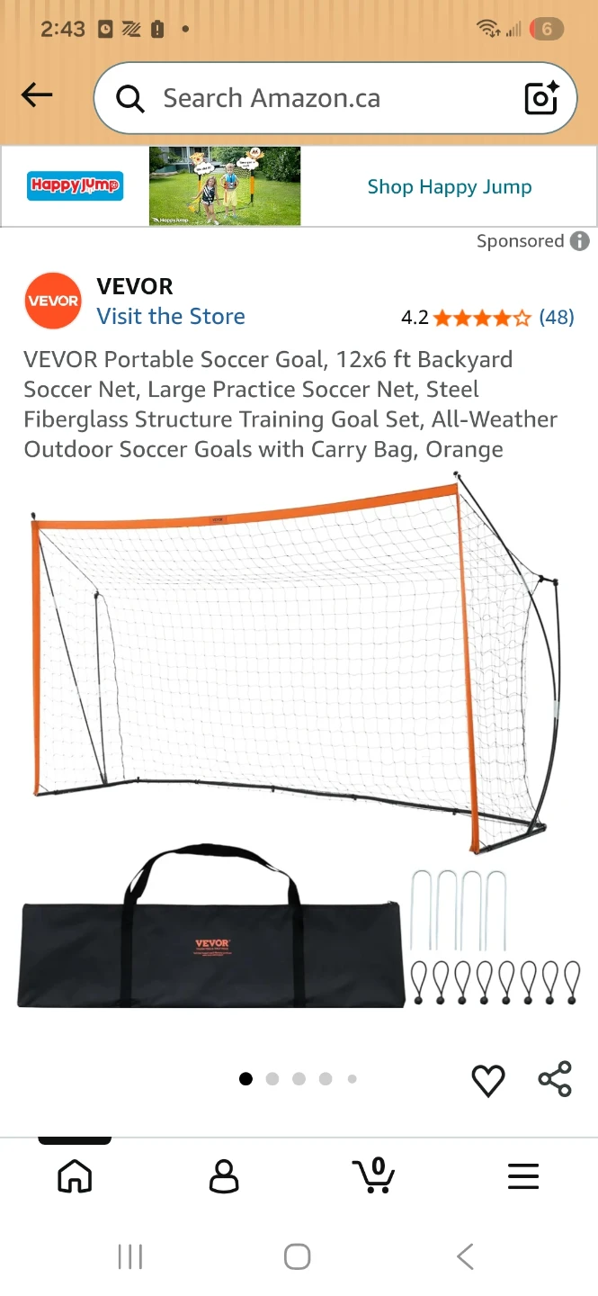 VEVOR Portable Soccer Goal 12x6 ft
