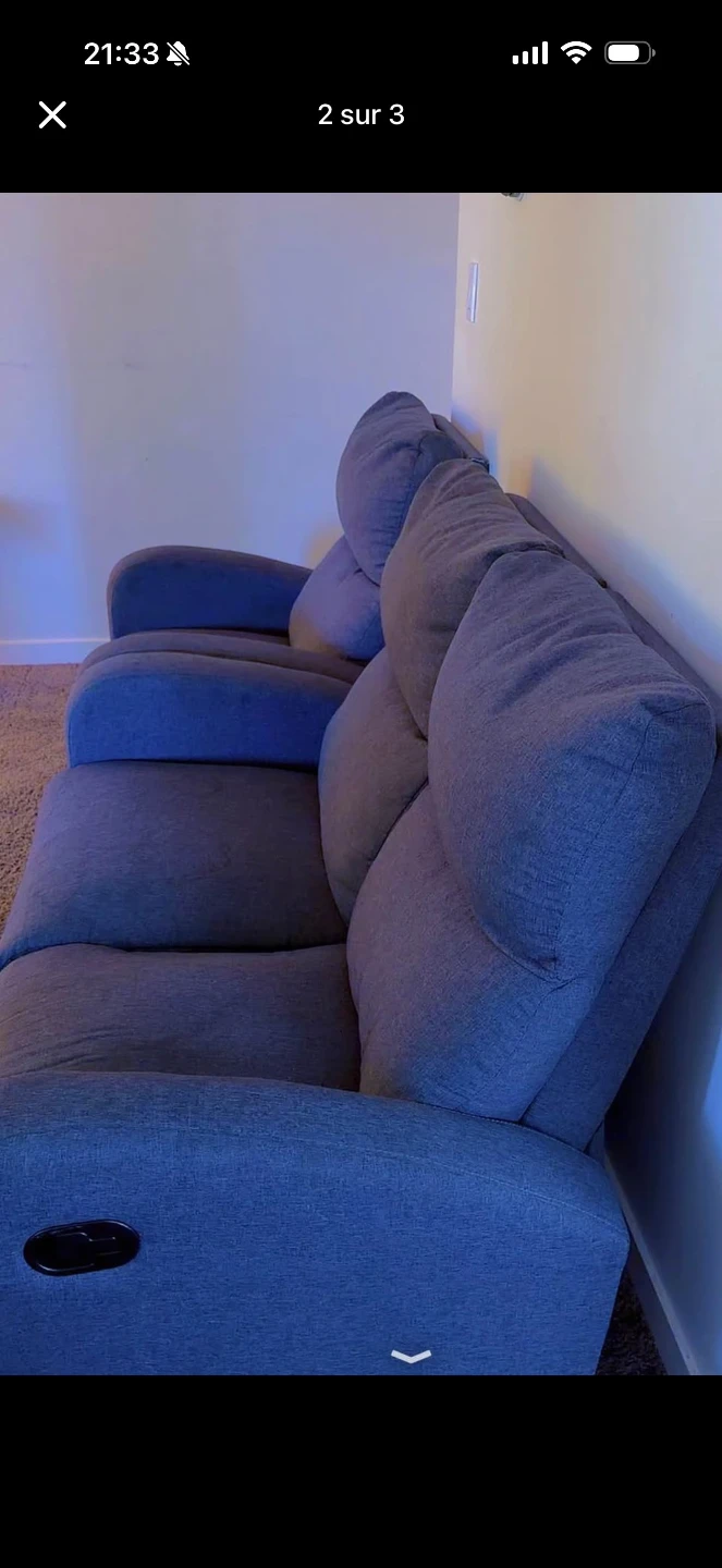 Grey Fabric Reclining Sofa