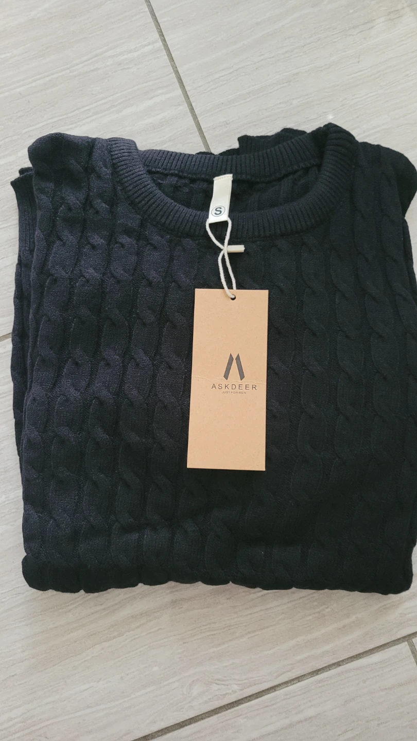 Askdeer Men's Black Cable Knit Sweater - photo 2