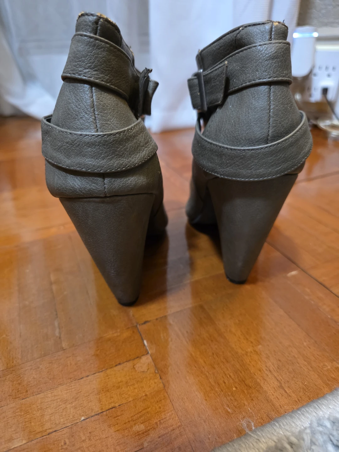 Material Girl Gray Peep-Toe Ankle Boots - photo 5