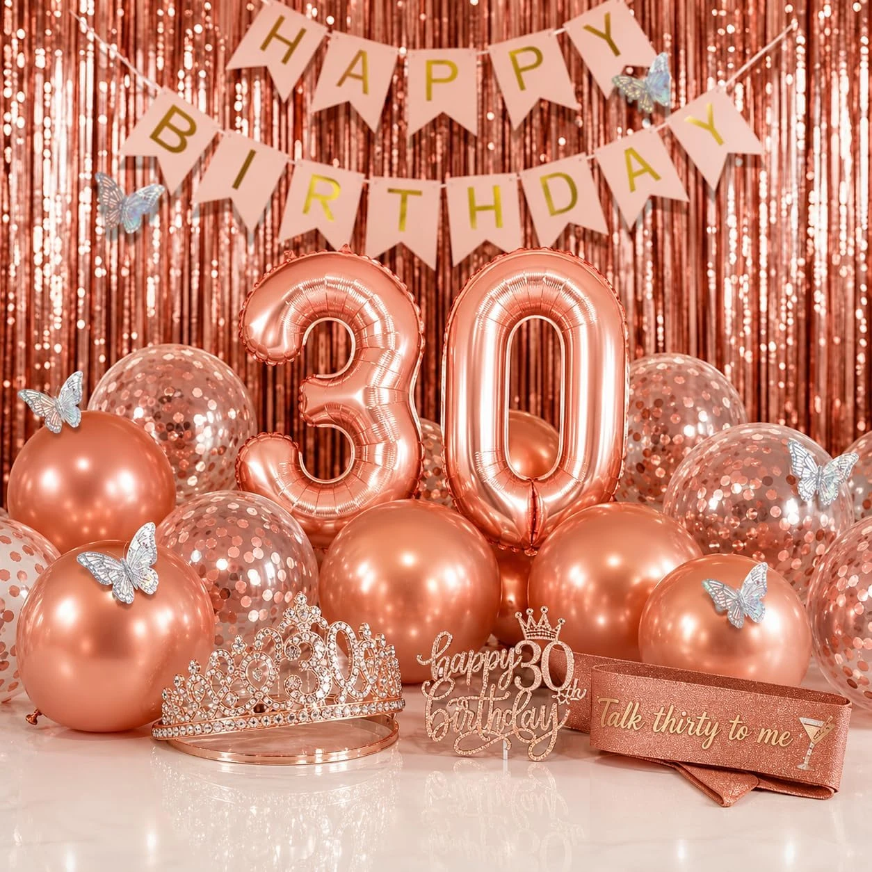 Rose Gold 30th Birthday Party Decoration Set - photo 3