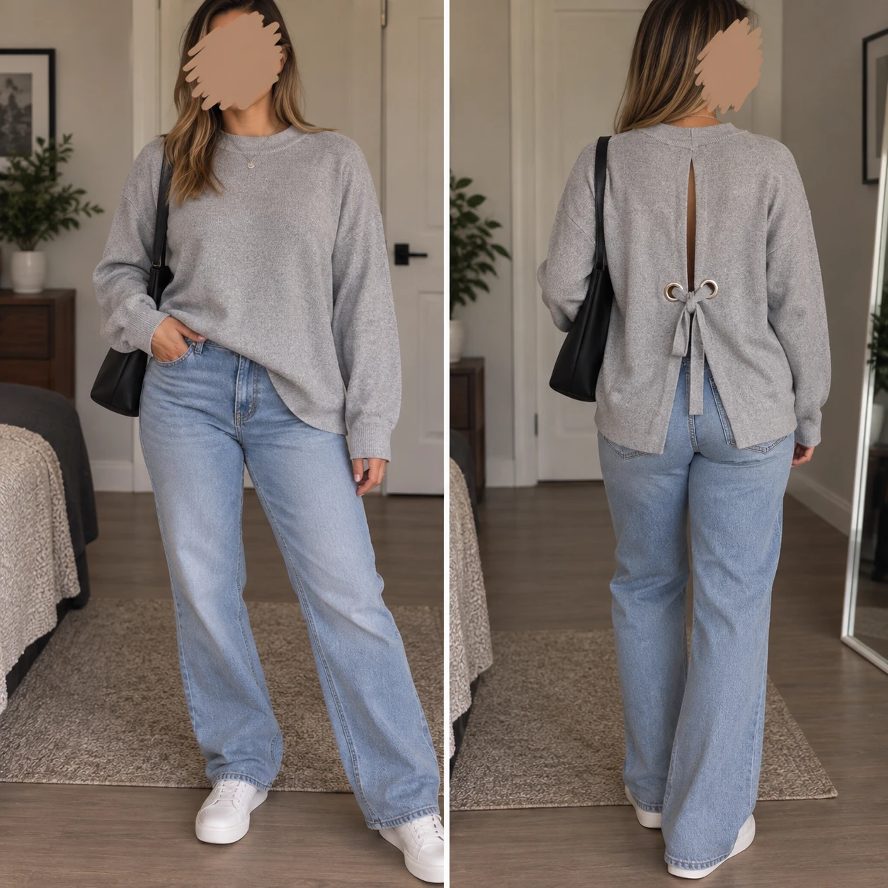 Size is XS. Bershka BSKGIRL Grey Long Sleeve Sweater