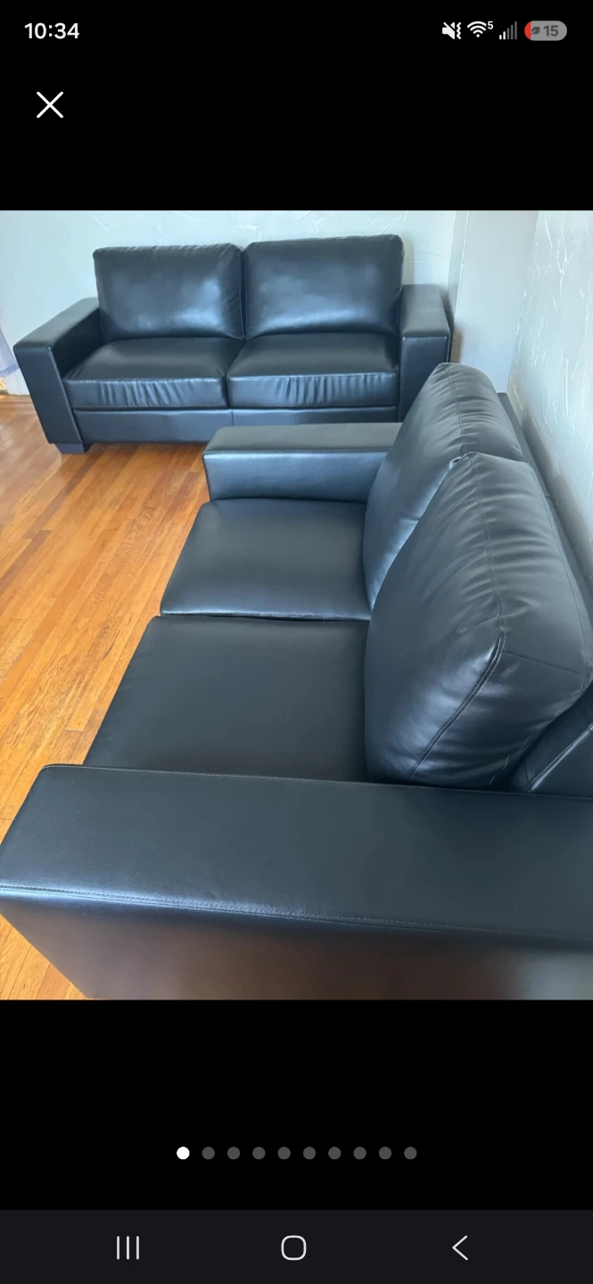 Black Leather Two-Seater Sofa