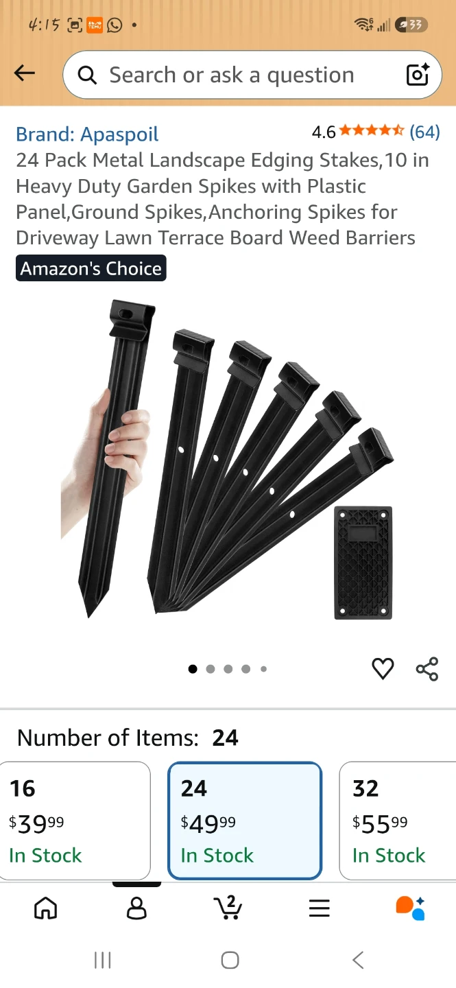 24 Pack Metal Landscape Edging Stakes