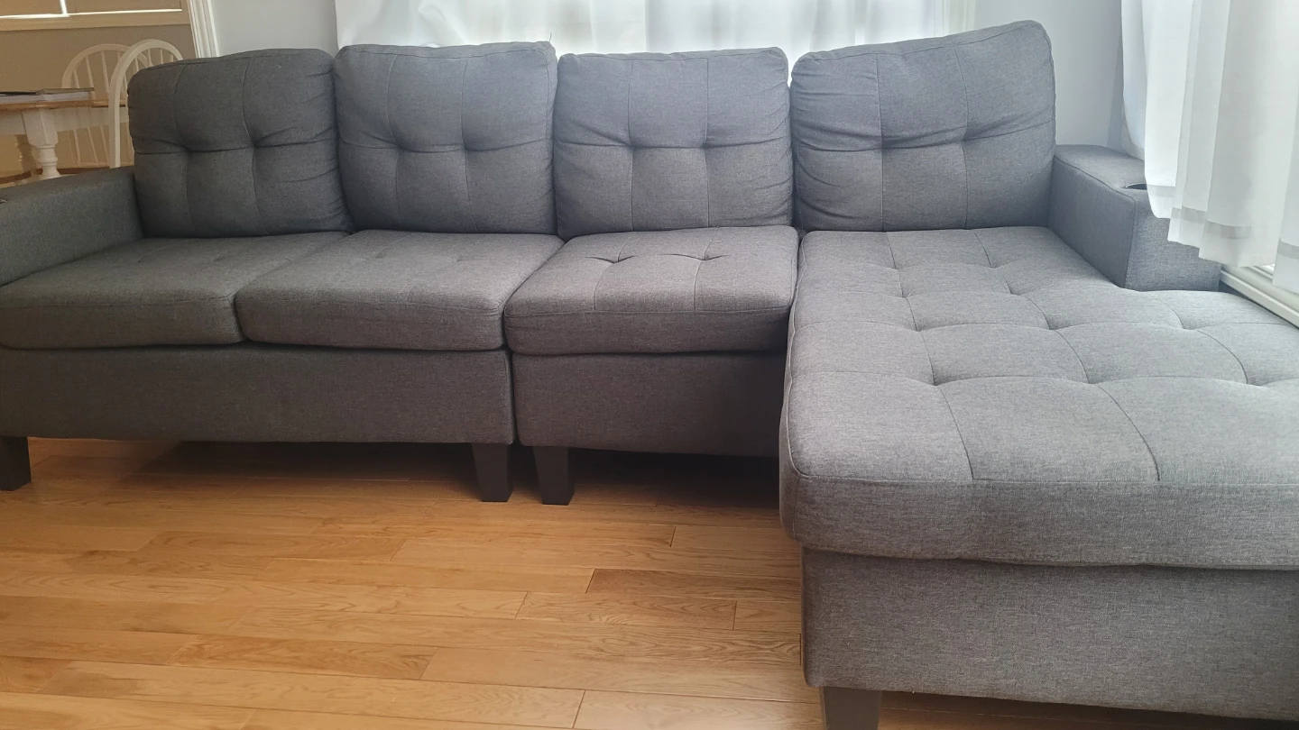 Dark Grey Sectional Sofa with Chaise