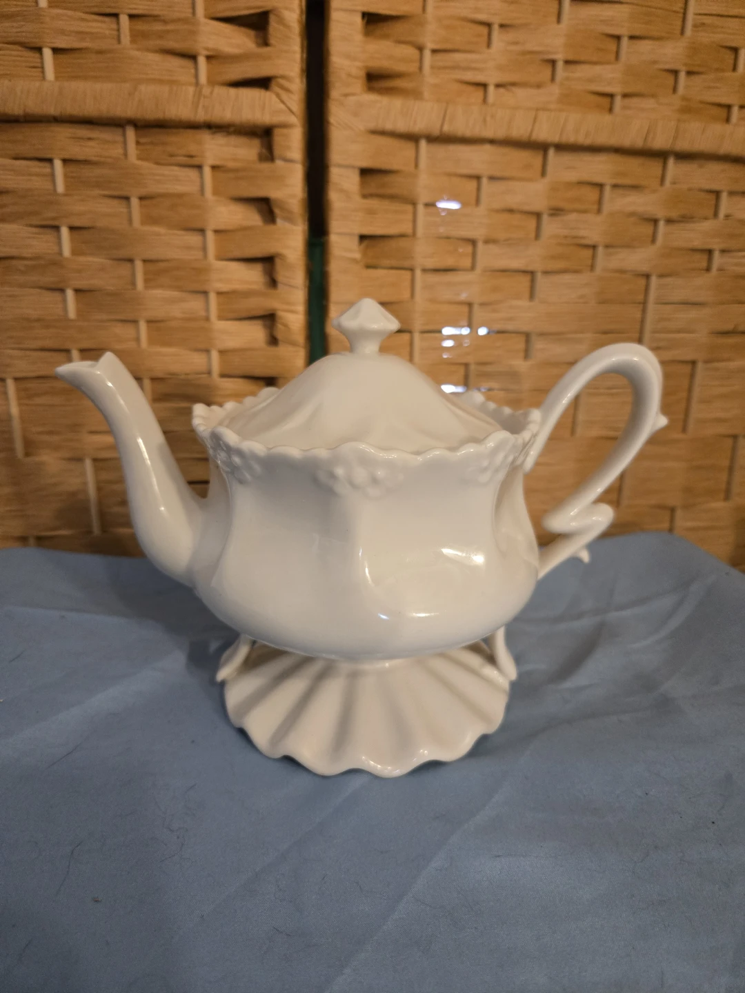 Peppertree White Porcelain Teapot Victorian