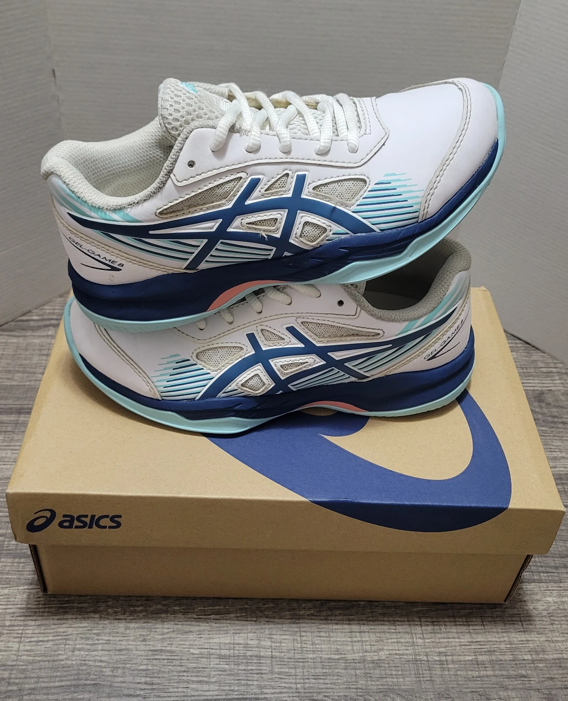 Asics Gel-Game 8 Tennis Shoes White/Blue Size US 3