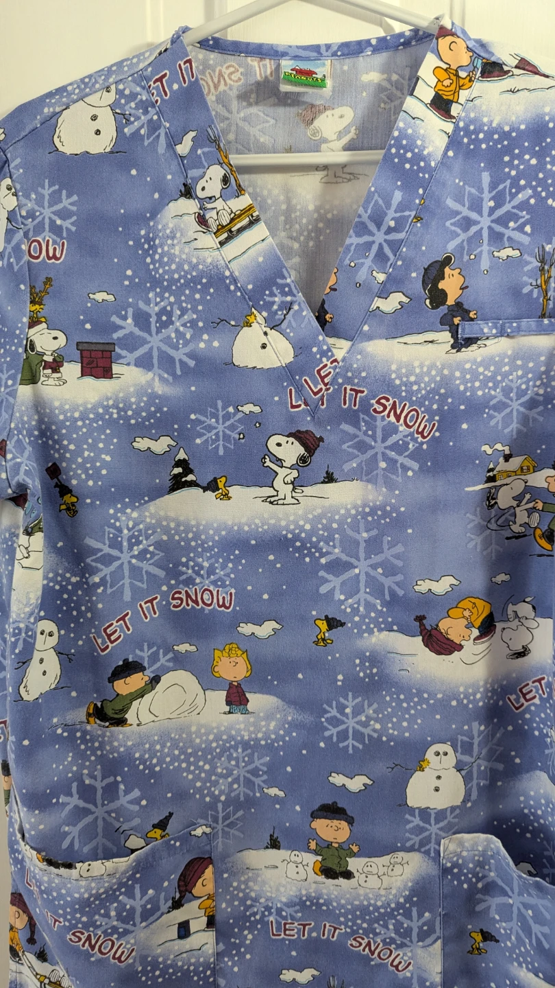 Peanuts Let It Snow Scrub Top - photo 4