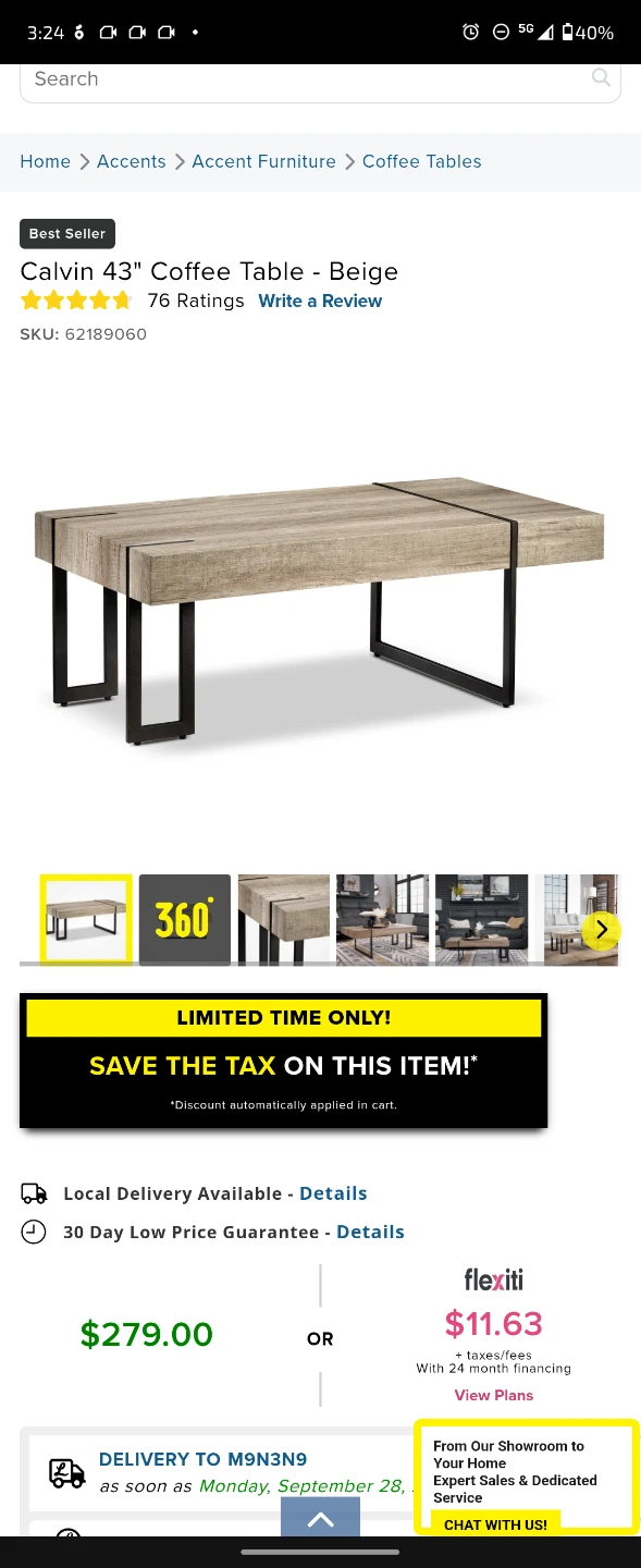 Calvin 43-inch Coffee Table - photo 2