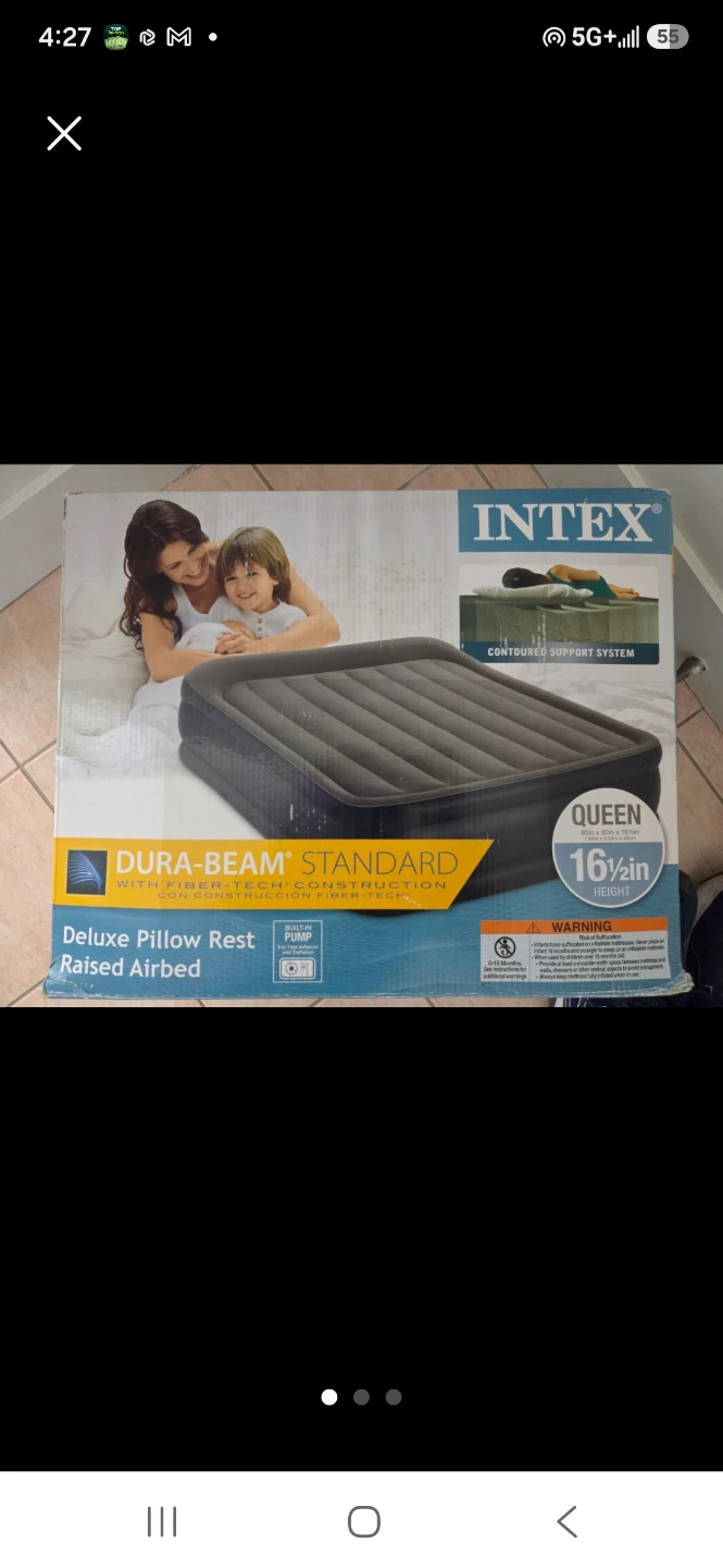 Intex Dura-Beam Standard Queen Airbed self inflating pump