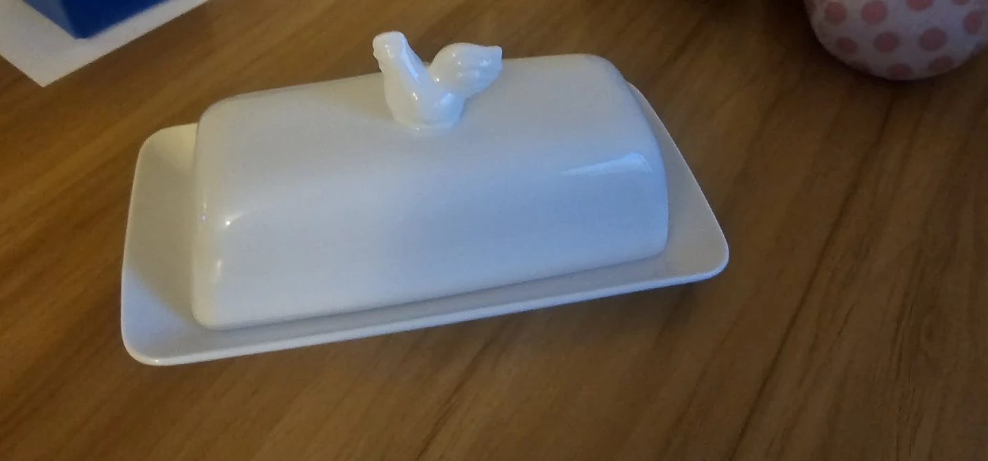 White Ceramic Chicken Butter Dish