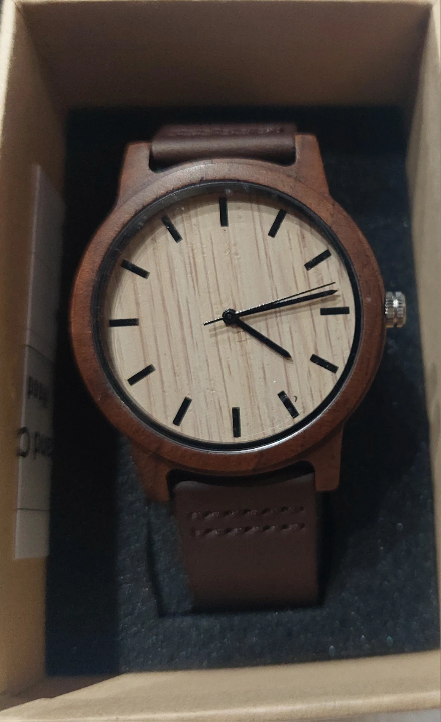 100% Walnut Wood Watch with Leather Band