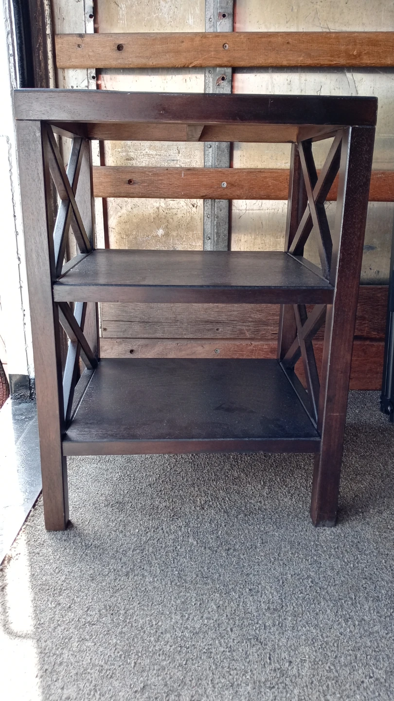 Dark Wood End Table with X-Side Design