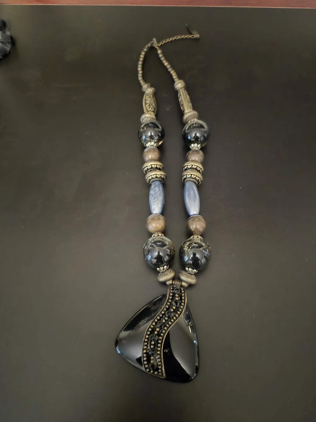 Chunky Black Beaded Statement Necklace
