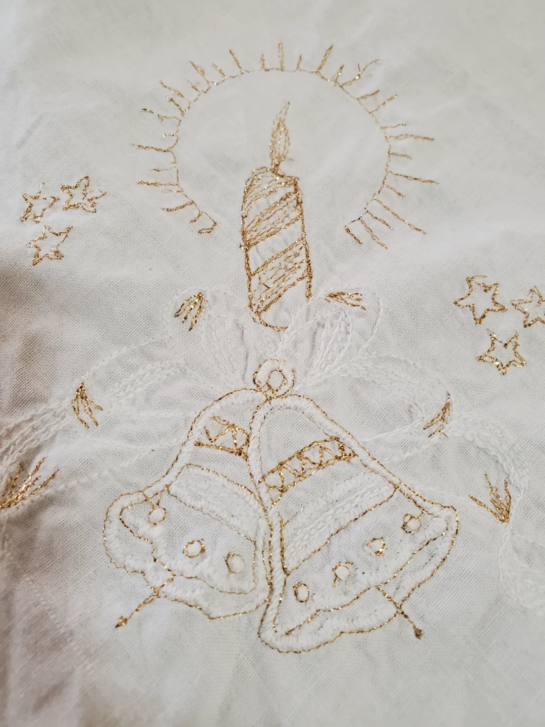 Vintage Embroidered Small Christmas Tablecloth  🏈 - photo 3