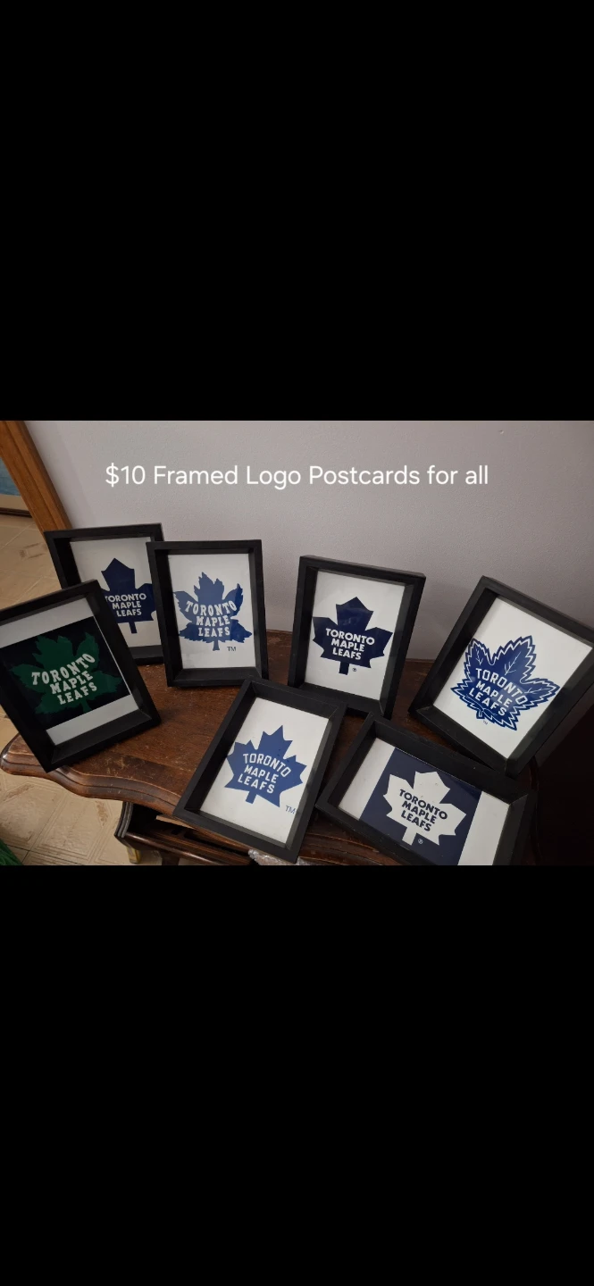 Set of 6 Framed Toronto Maple Leafs Logo Postcards