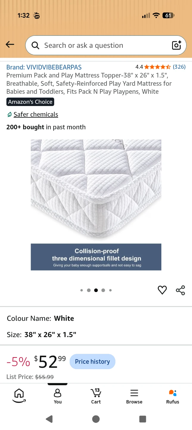 Pack and Play mattress with three covers