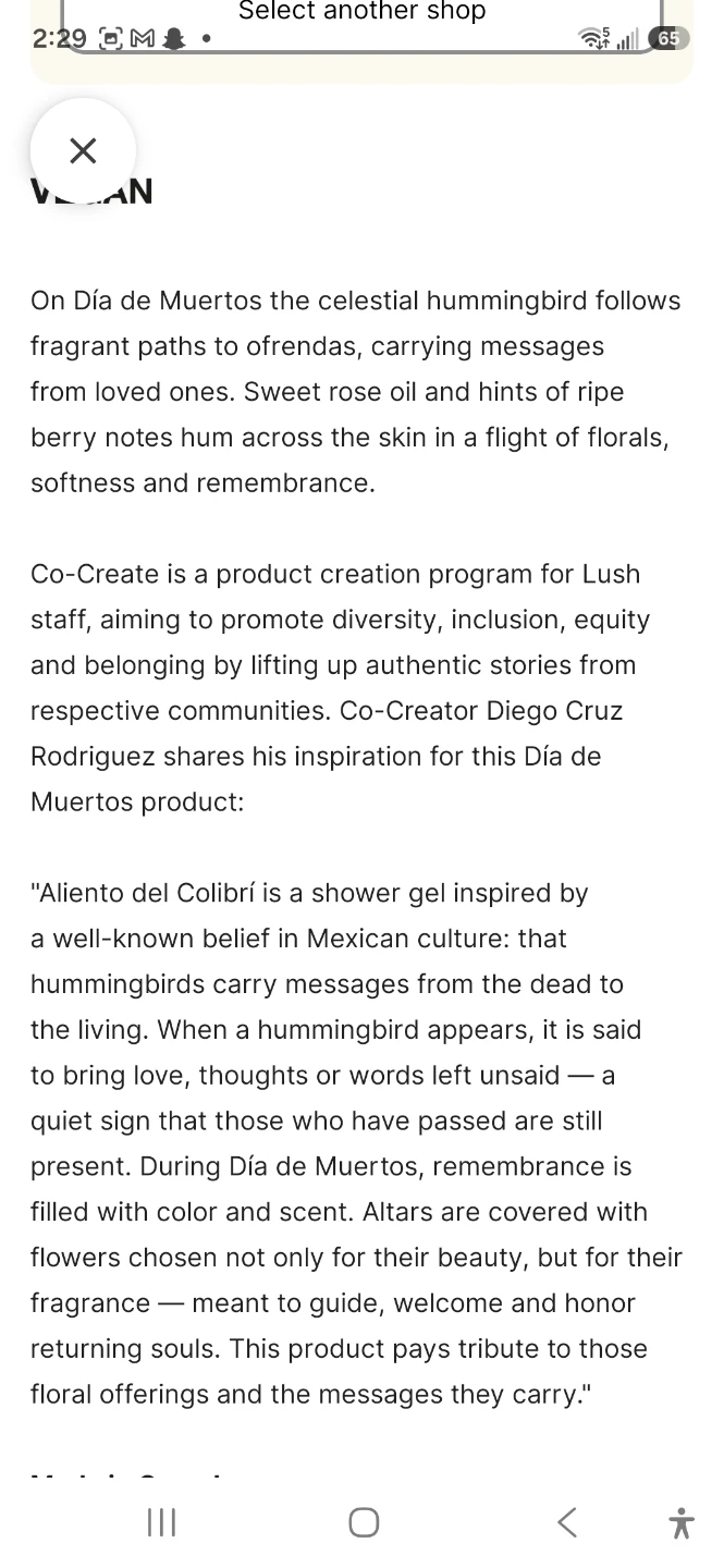 Lush Aliento Del Colibri Shower Gel - photo 2