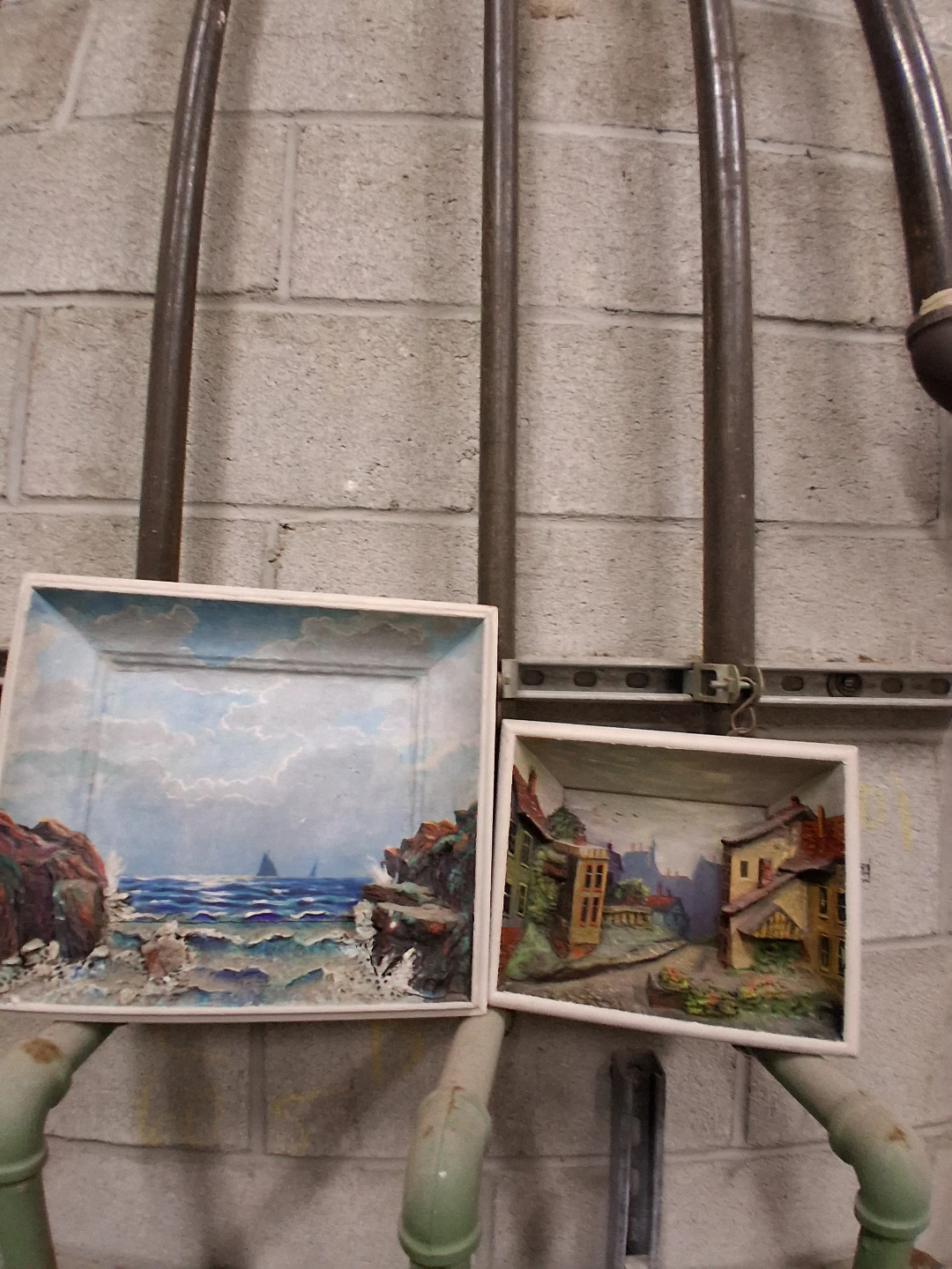 Set of Two 3D Shadow Box Diorama Art Pieces