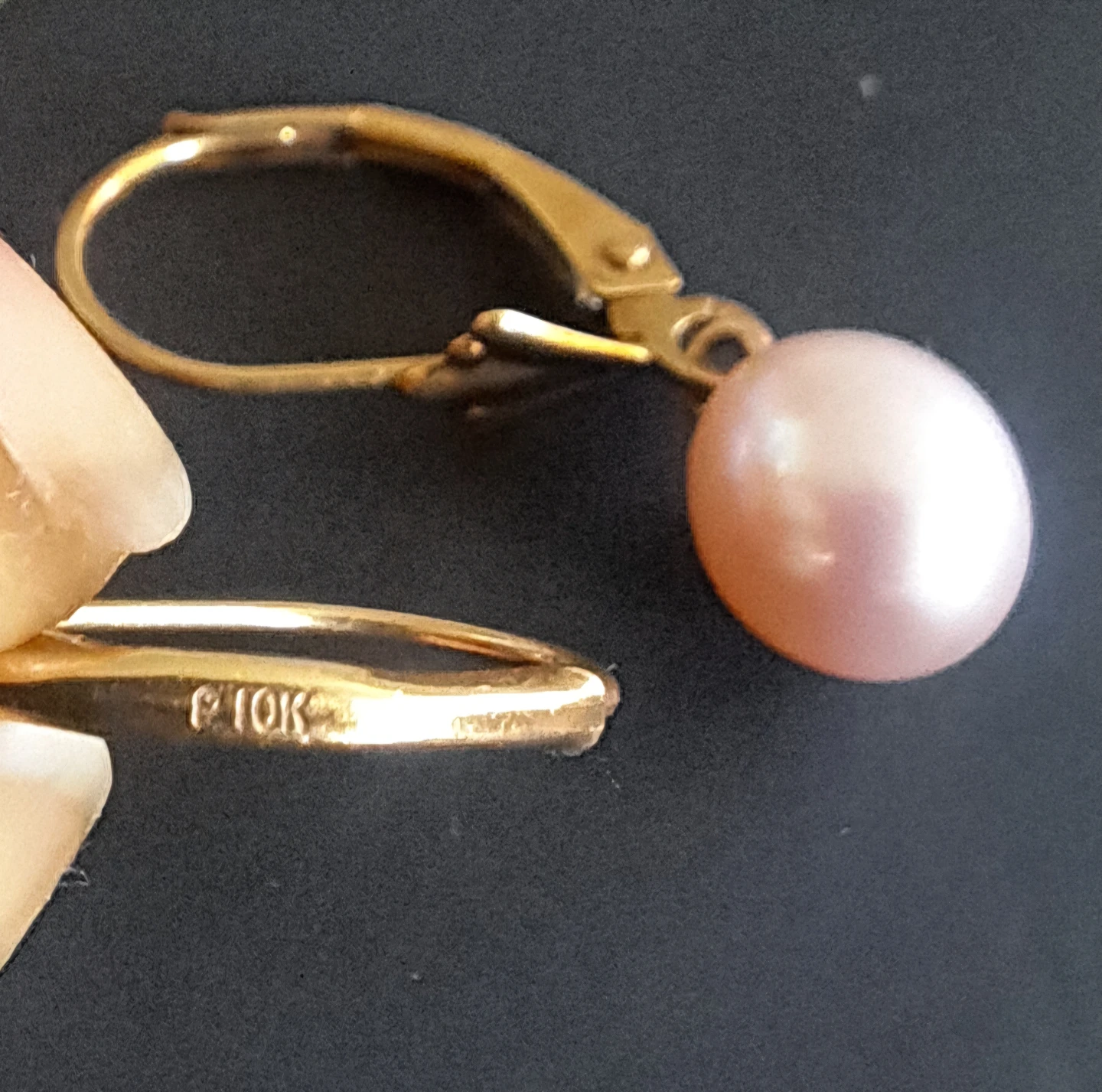 10K Gold Pink Pearl Drop Earrings - photo 2