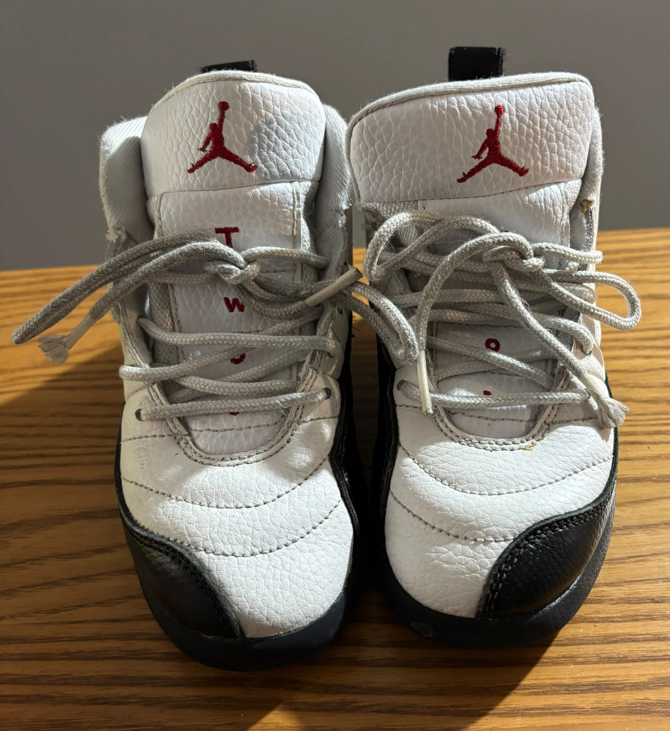 Jordan 12 Retro White and Black Toddler Shoes