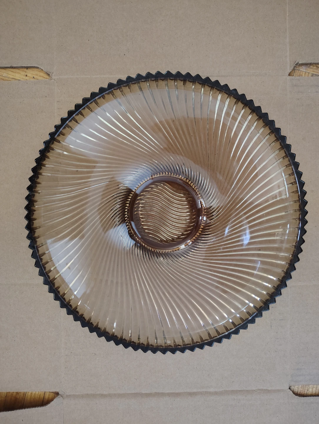 Vintage French Smoked Glass Serving Plate