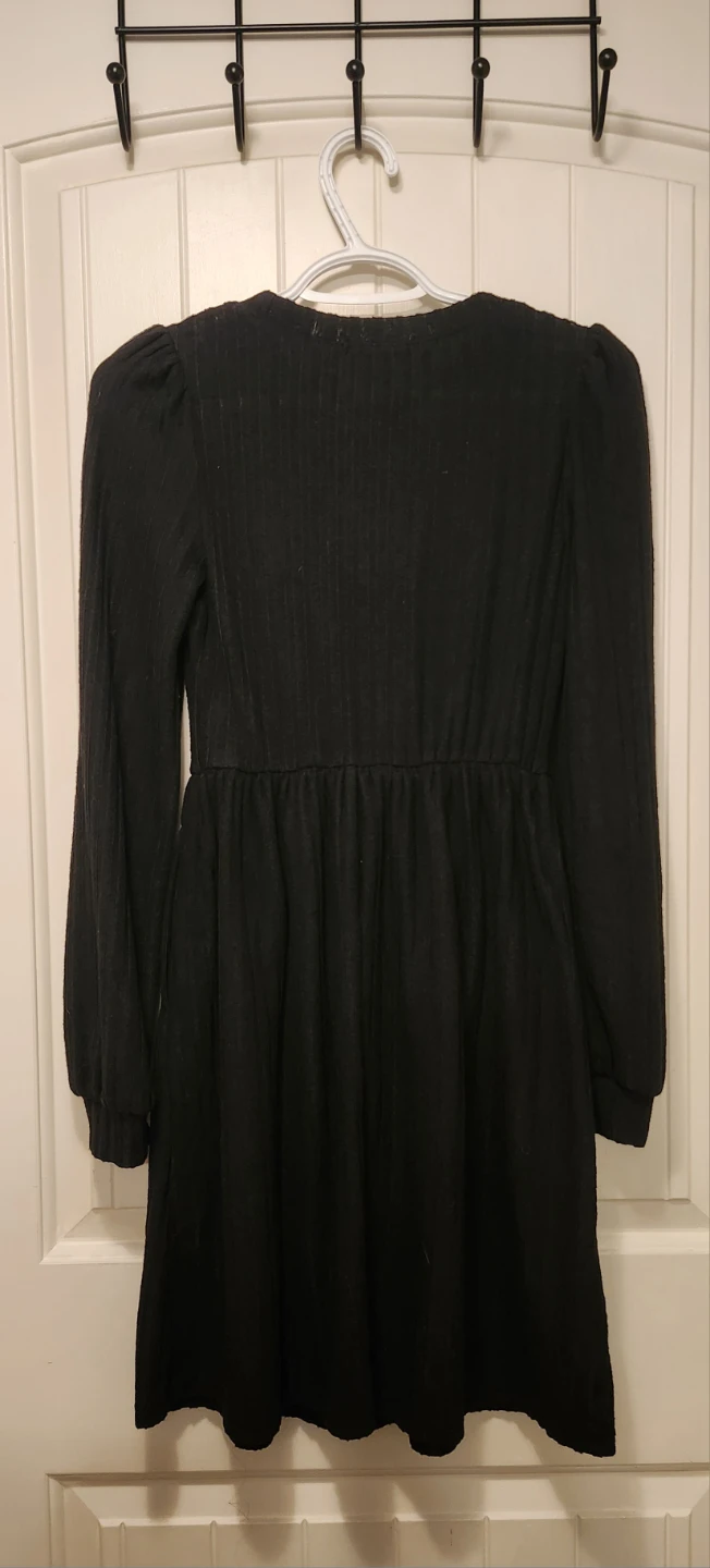 OFFEAN Black Ribbed Puff Sleeve Dress - photo 2