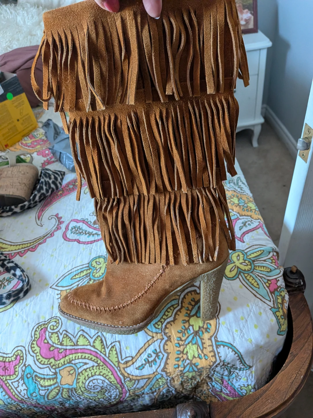 Brown Suede Fringe Boots - photo 2