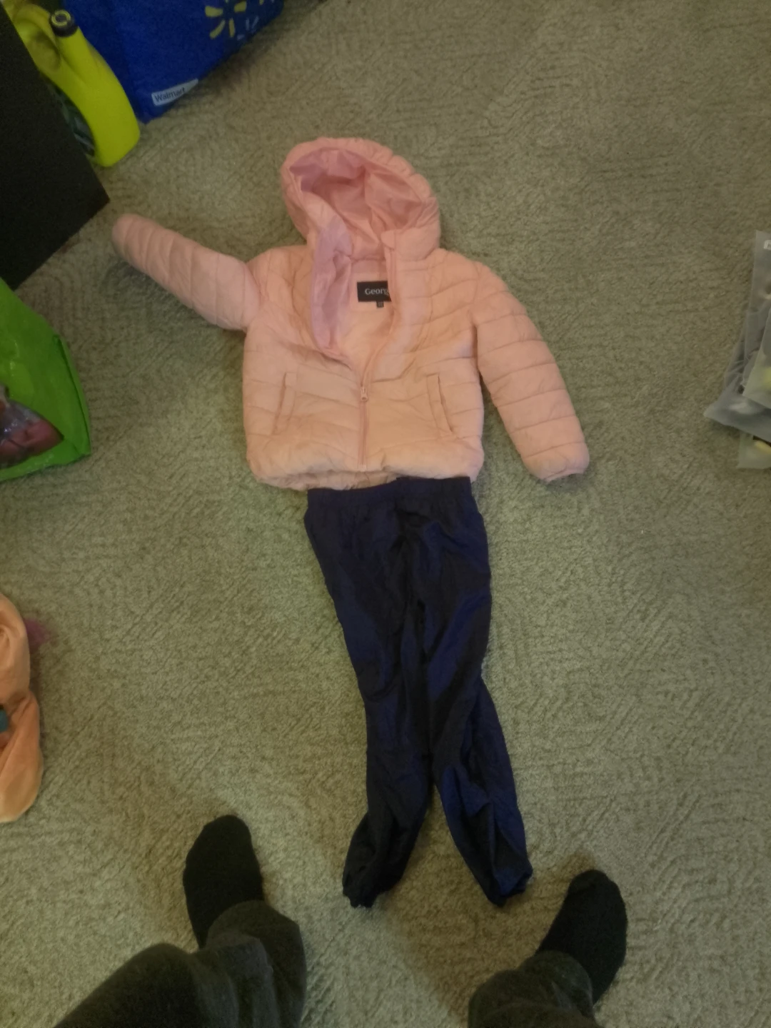 George Kids Pink Puffer Jacket and Pants Set
