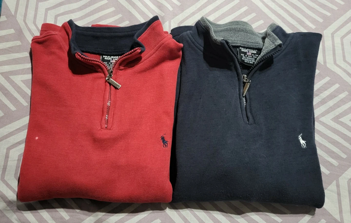 Two Polo Jeans Ralph Lauren 1/4 Zip Sweaters
