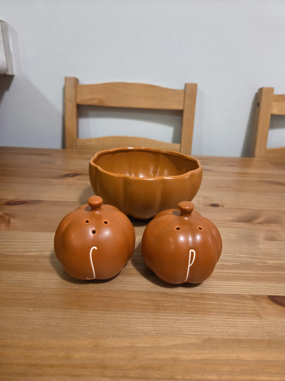 Pumpkin Salt and Pepper Shakers and Bowl