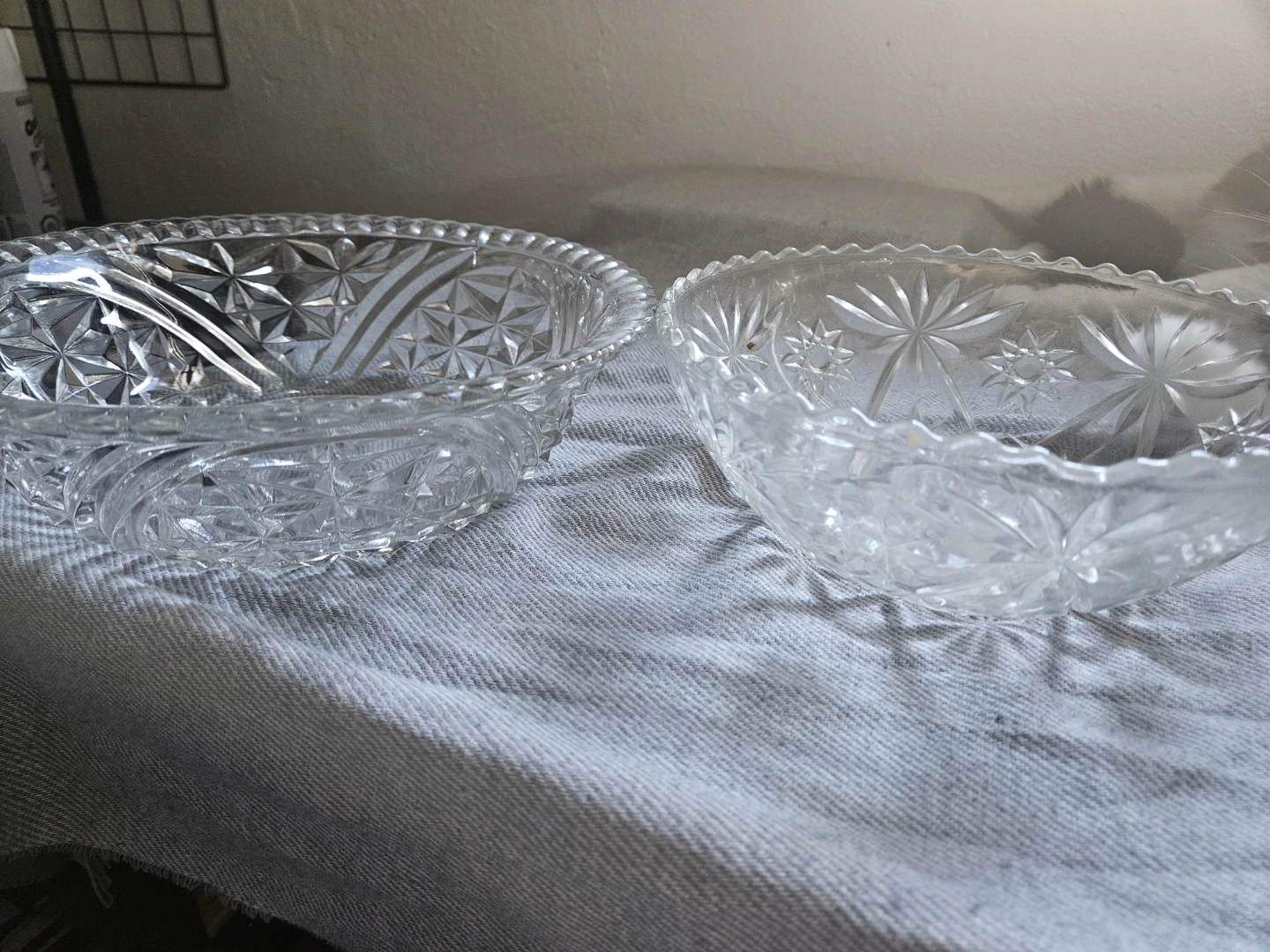 Set of Two Vintage Pressed Glass Bowls