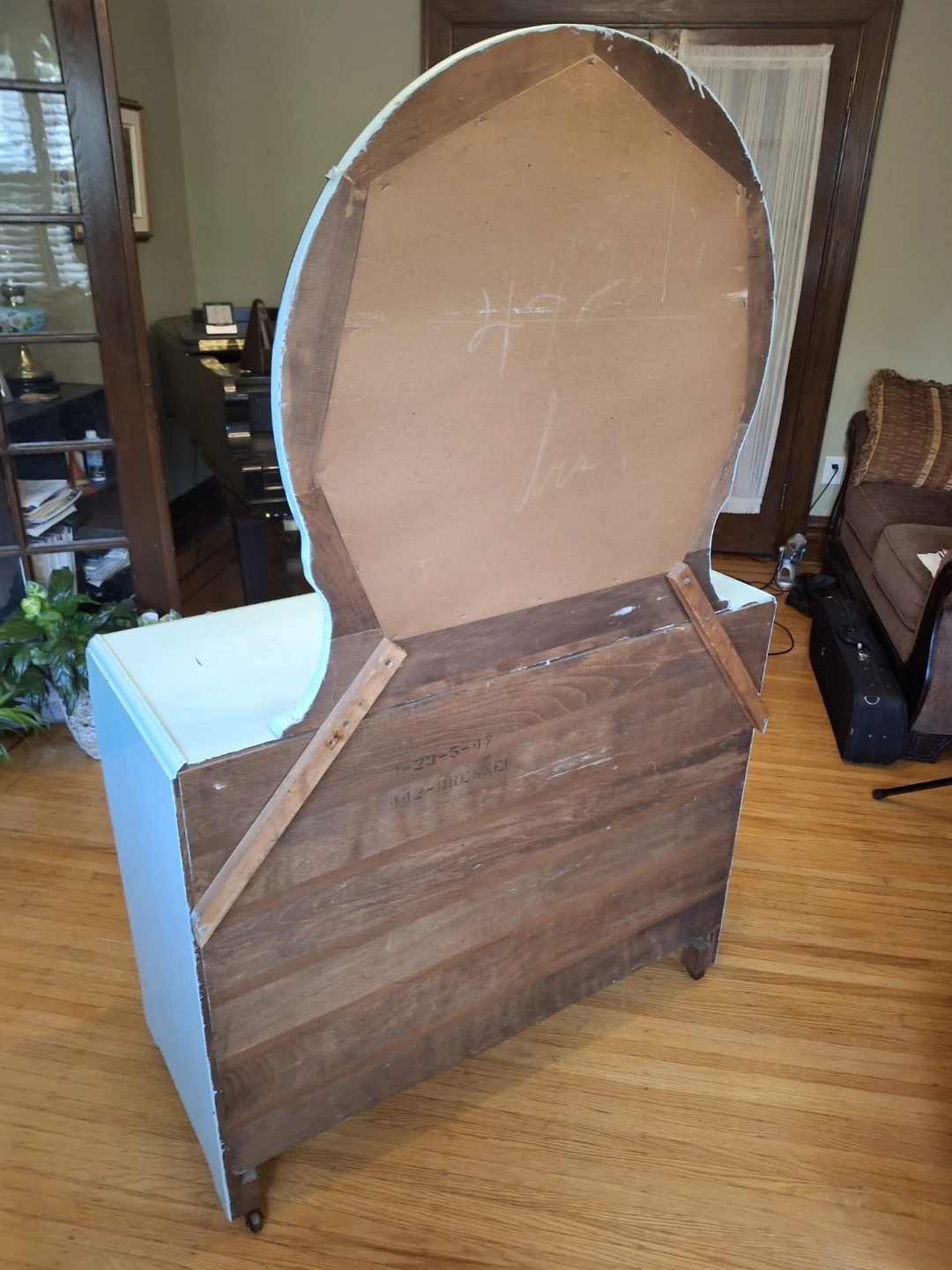 Vintage Light Blue Wooden Dresser with Mirror - photo 2