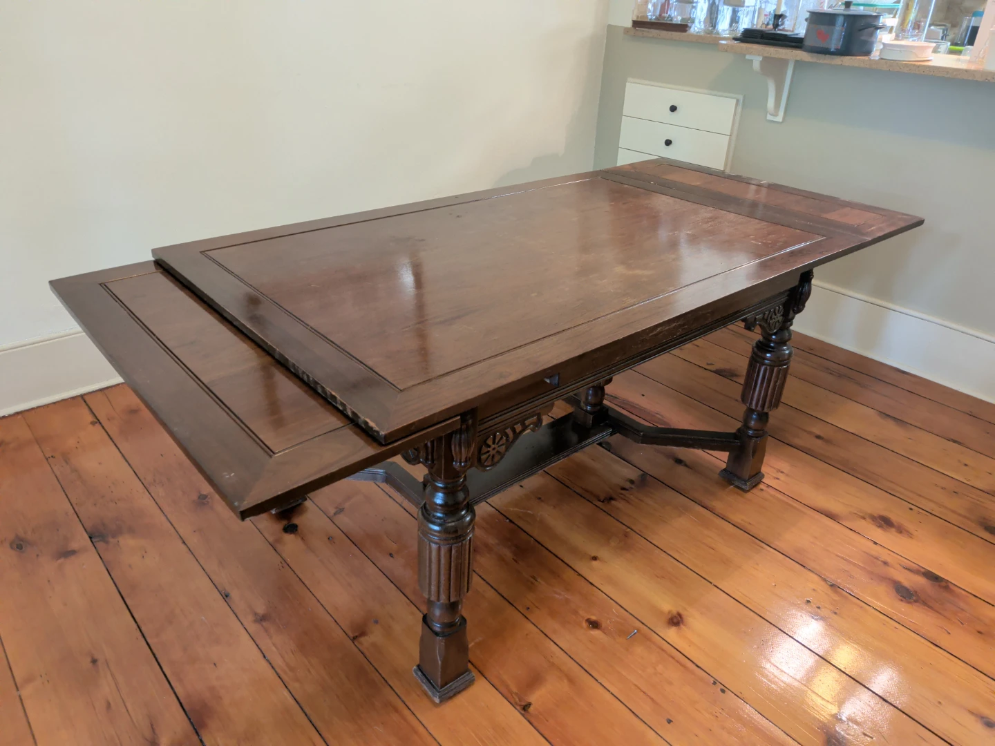 Vintage Dark Wood Extendable Dining Table - photo 2