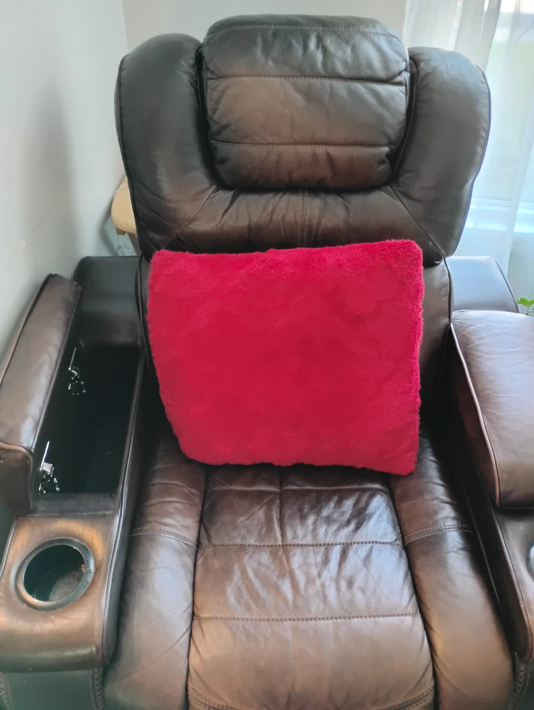 Dark brown leather power recliner - photo 2