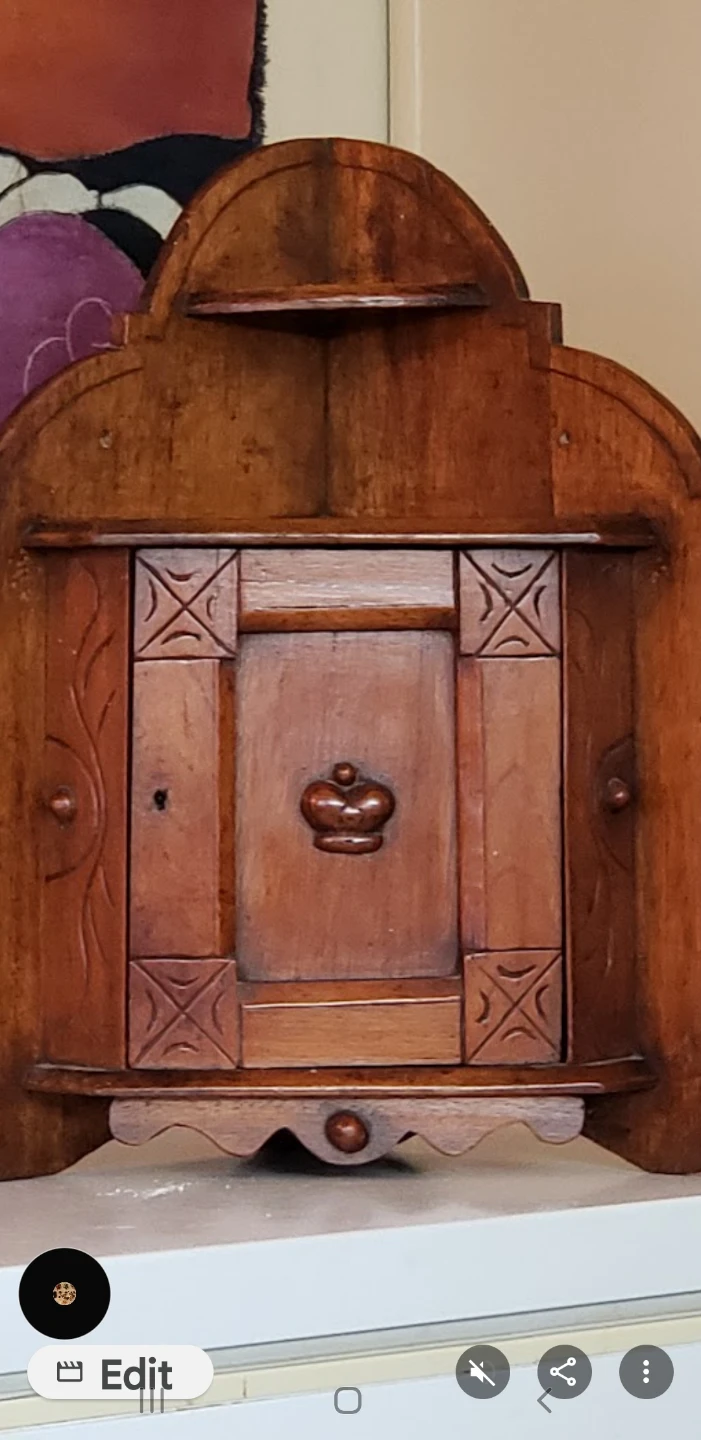 Vintage Wooden Wall-Mount Corner Cabinet