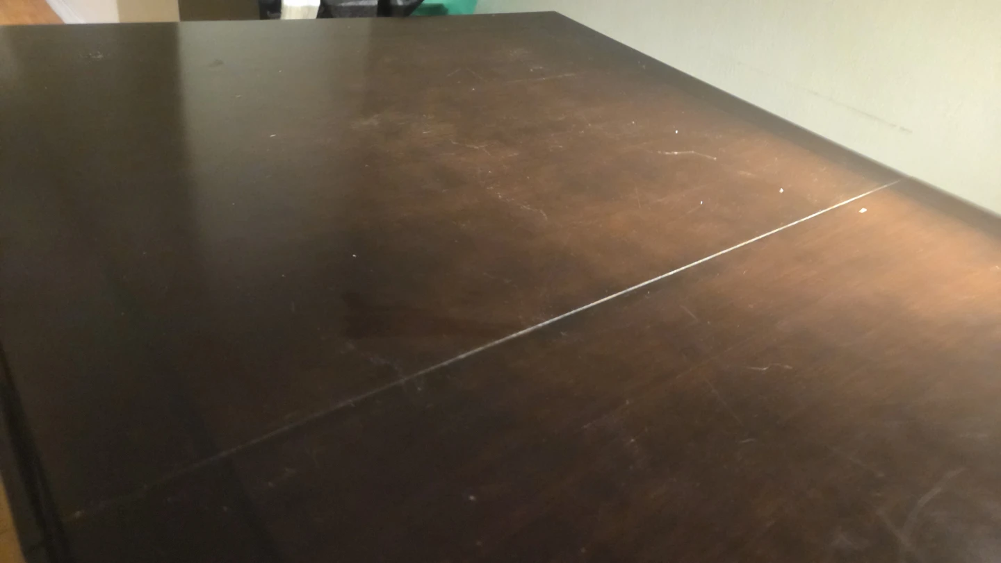 Dark Brown Dining Table with Faux leather 6 chairs in total - photo 4