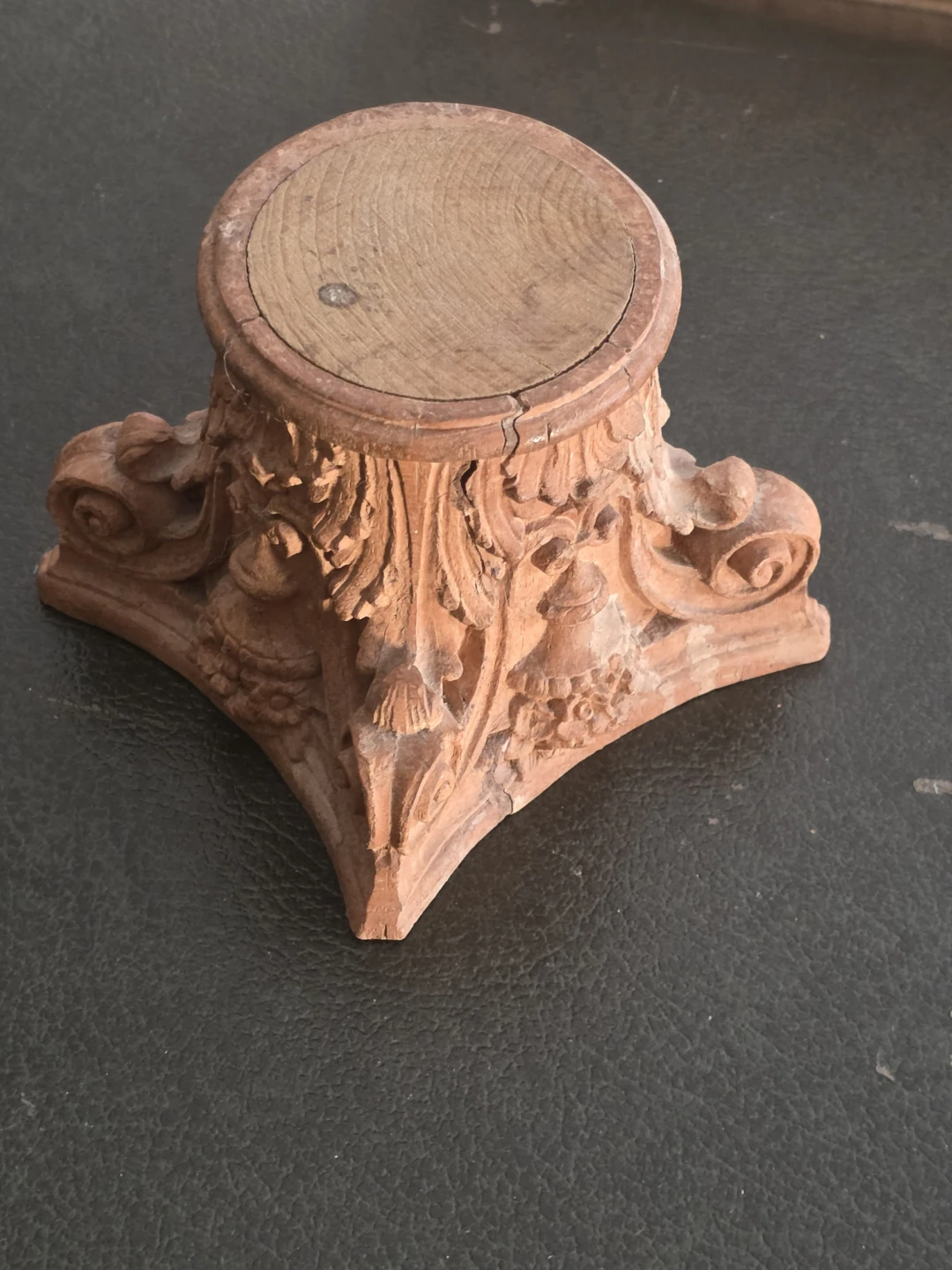 Ornate simulated Wood Decorative Pedestal Base