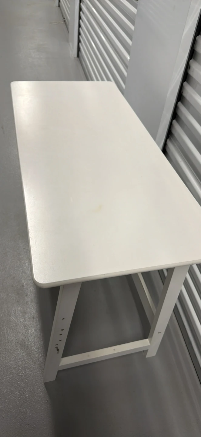 White Minimalist Desk with Side Shelf - photo 2