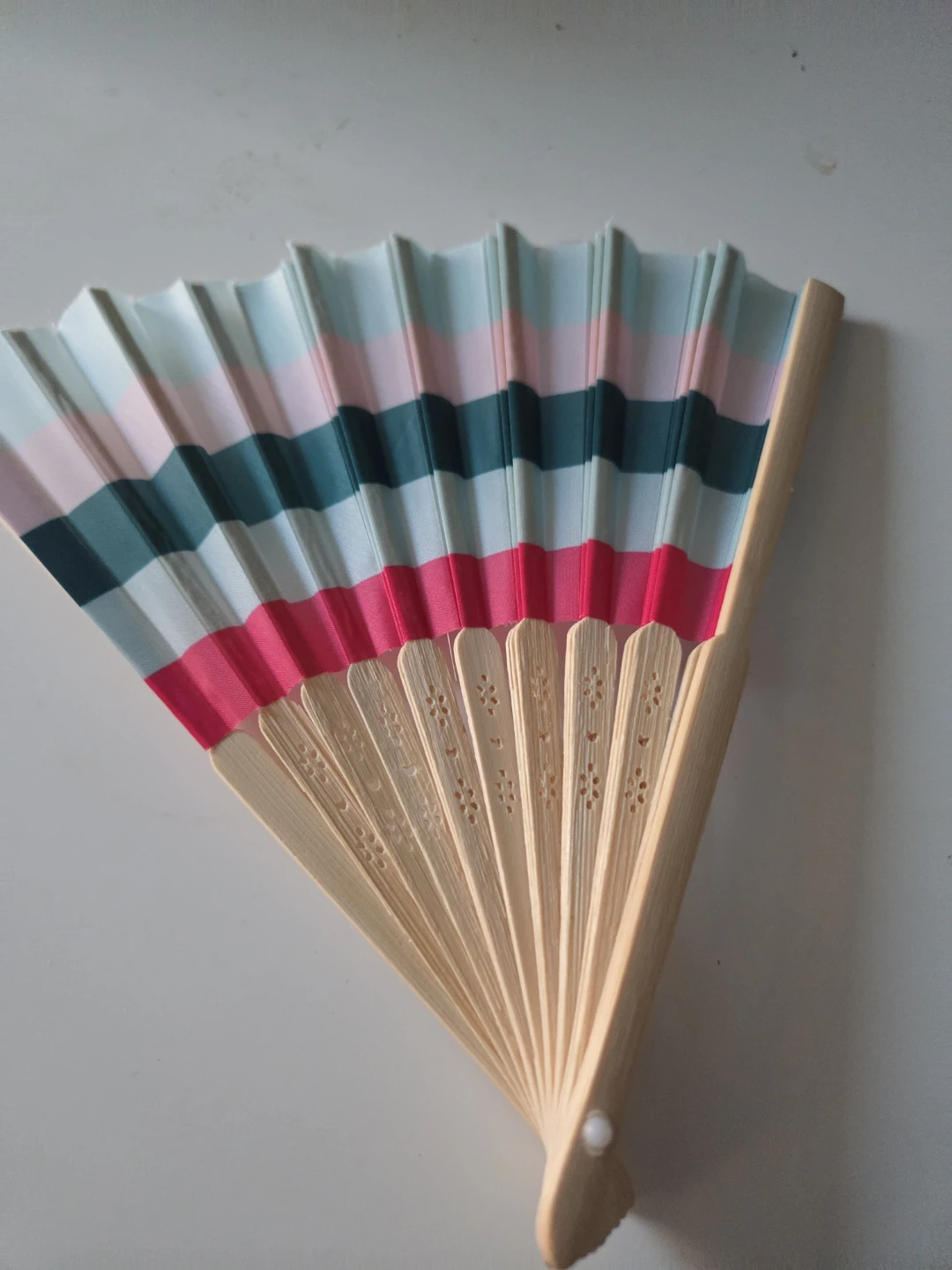 Striped Folding Hand Fan