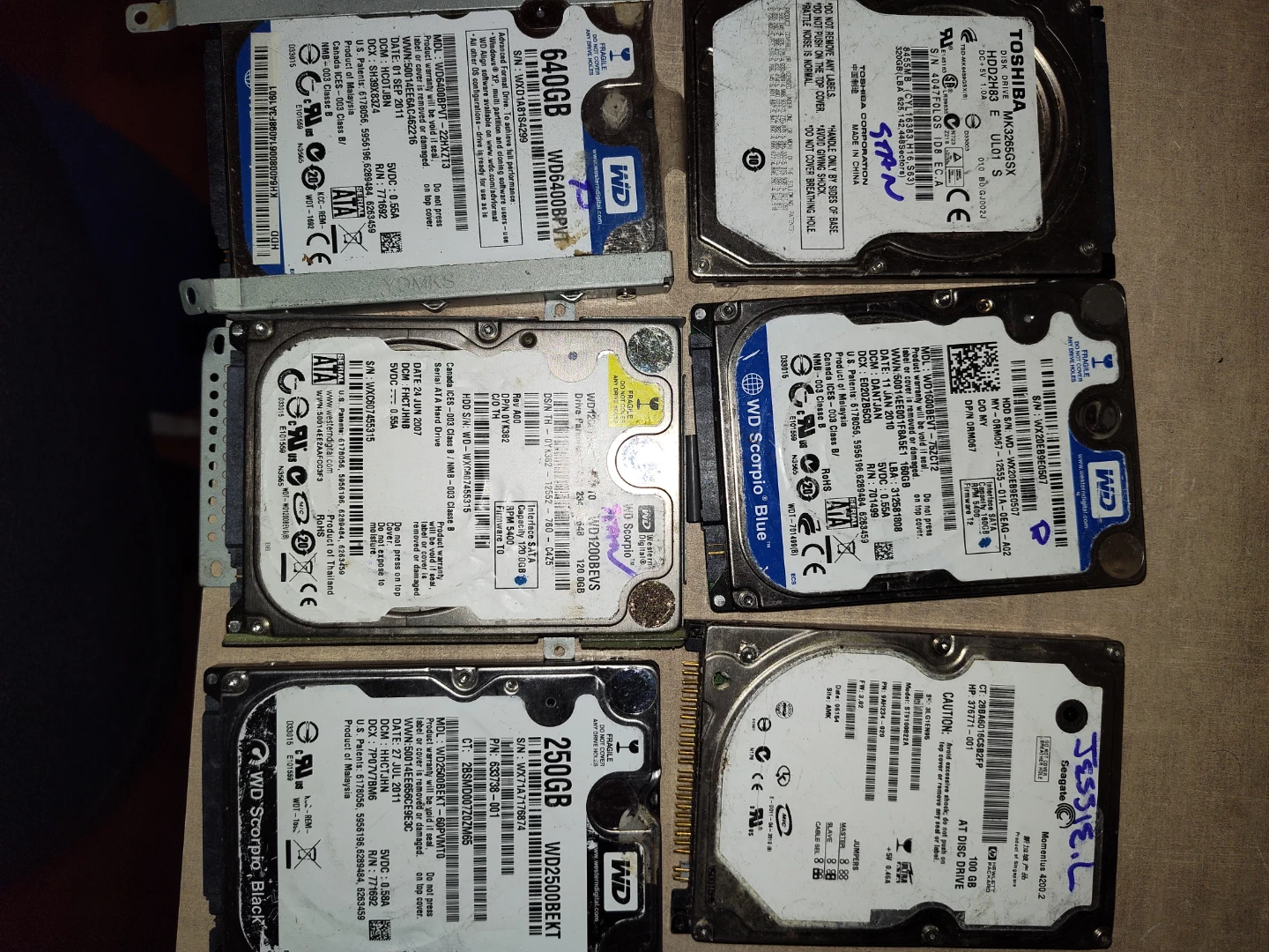 Assorted Used Hard Drives