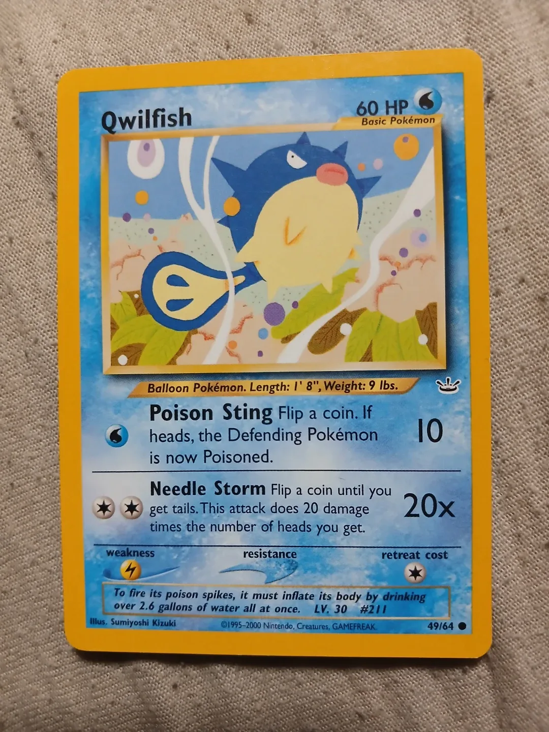 Qwilfish 49/64 1995-2000 Pokémon Card