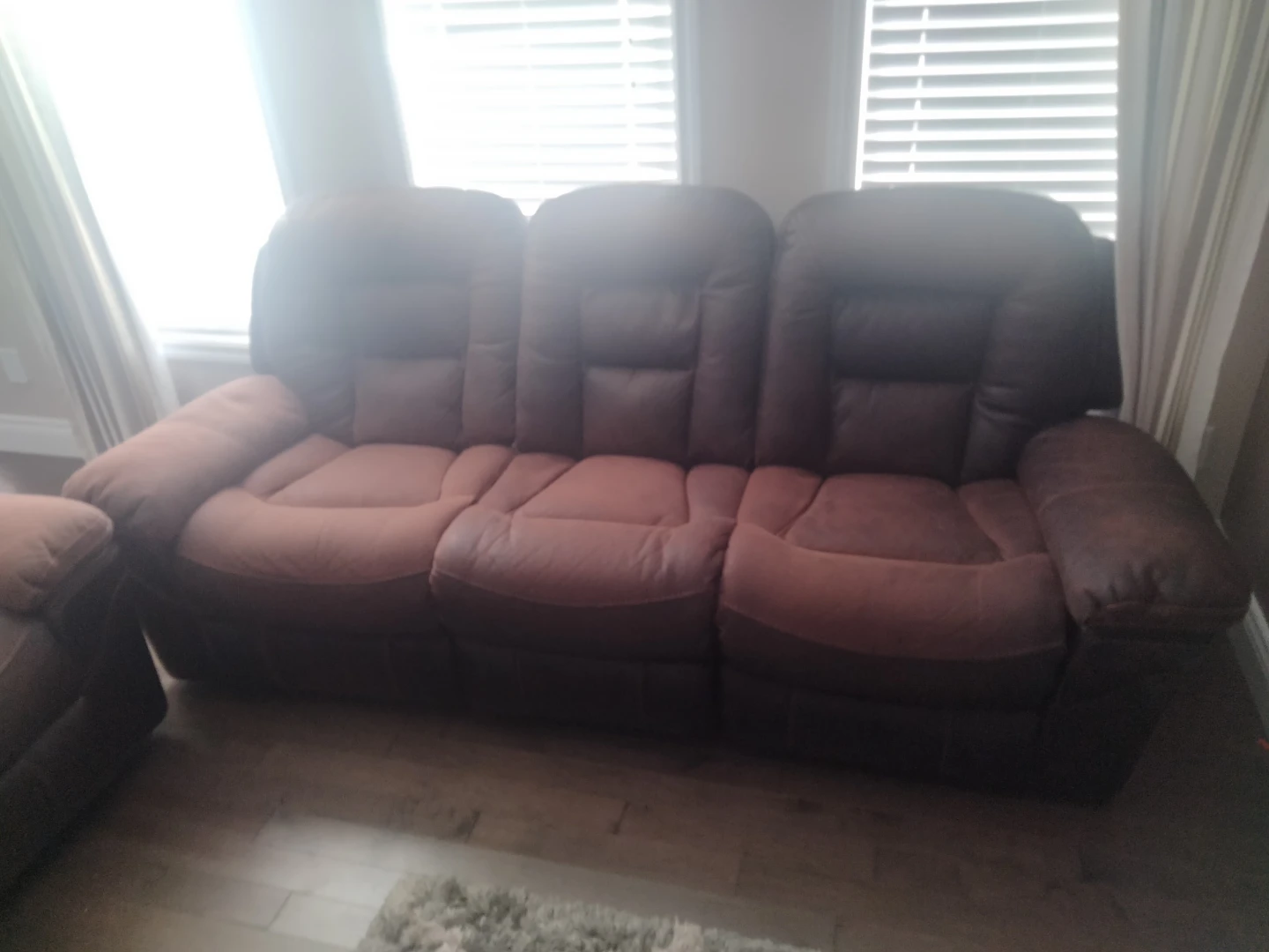 Brown Leather Reclining Sofa and Loveseat Set - photo 2