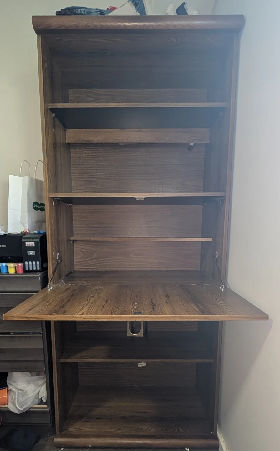 Wood Grain Murphy Desk and Shelving Unit - photo 2