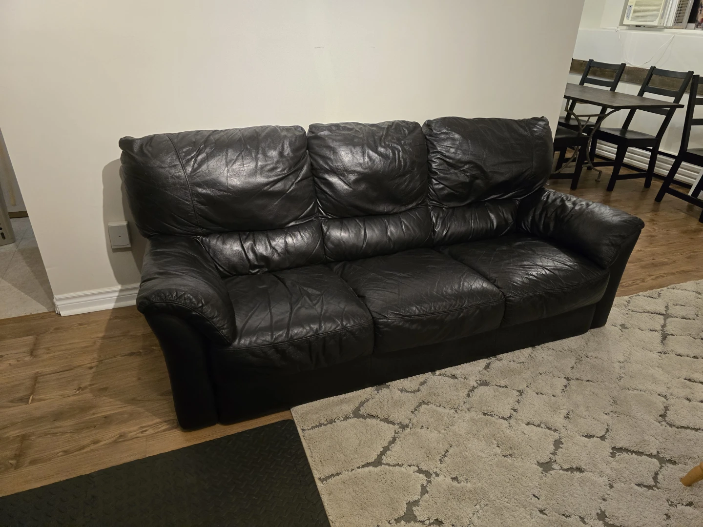Black Leather Sofa - photo 3