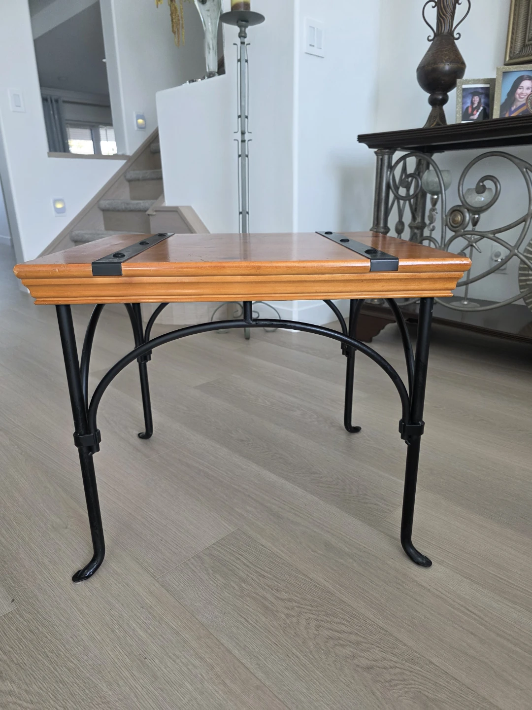 2 Rustic Wood and Iron Side Table - photo 2