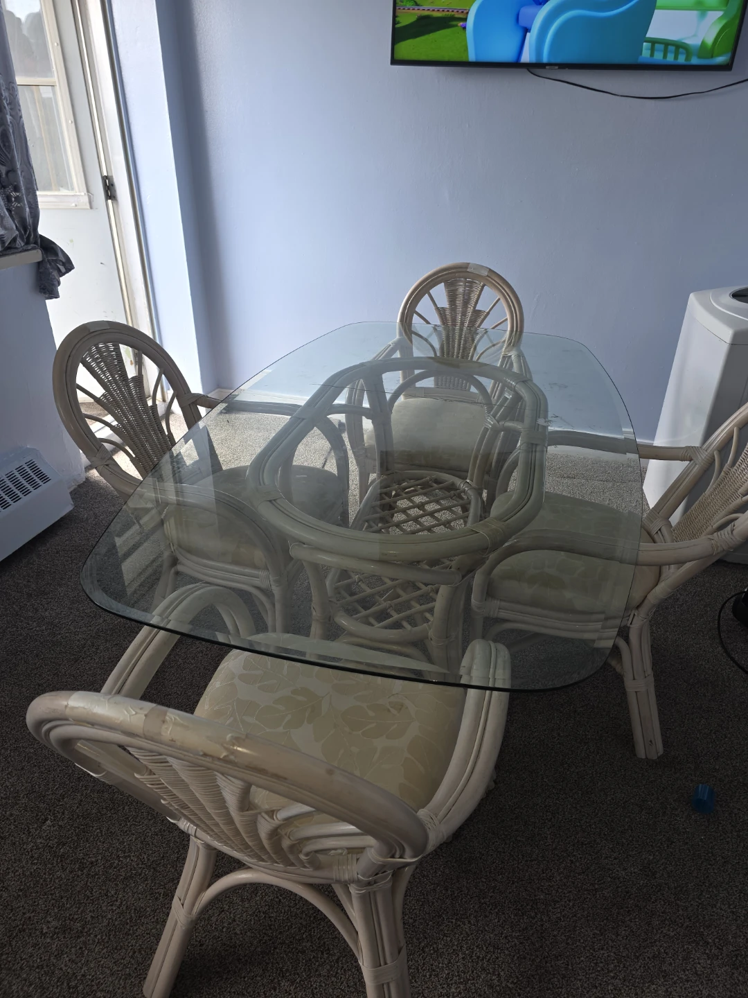Rattan Dining Set with Glass Top Table - photo 2